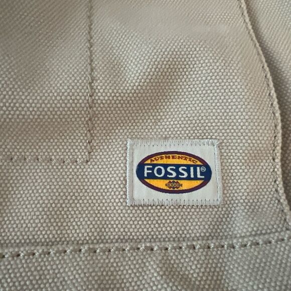 Fossil Workman CVS Canvas Utility Tote/Bag Large New Beige Brown Leather - Picture 16 of 16
